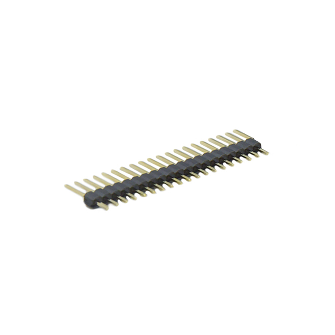 PH2541 排针连接器 Pitch 2.54mm 180° 单排 DIP 单塑 无卤排针 L=11.5MM 1X19Pin 黑色 PA6T，94V-0 镀全金G/F